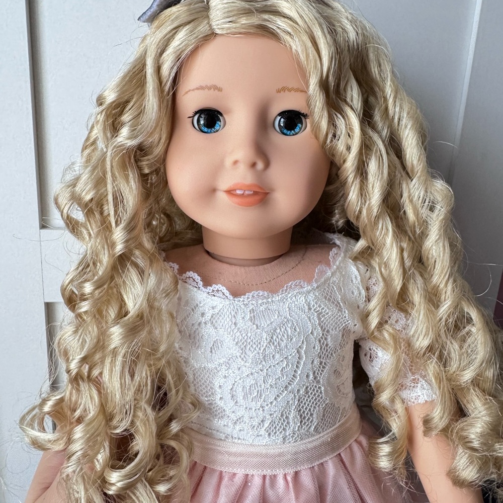 LIKE NEW Custom American Girl Doll with Blue Eyes & Curly Hair